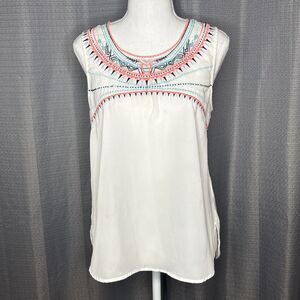 Miami Medium Sheer White And Peach Tank Top